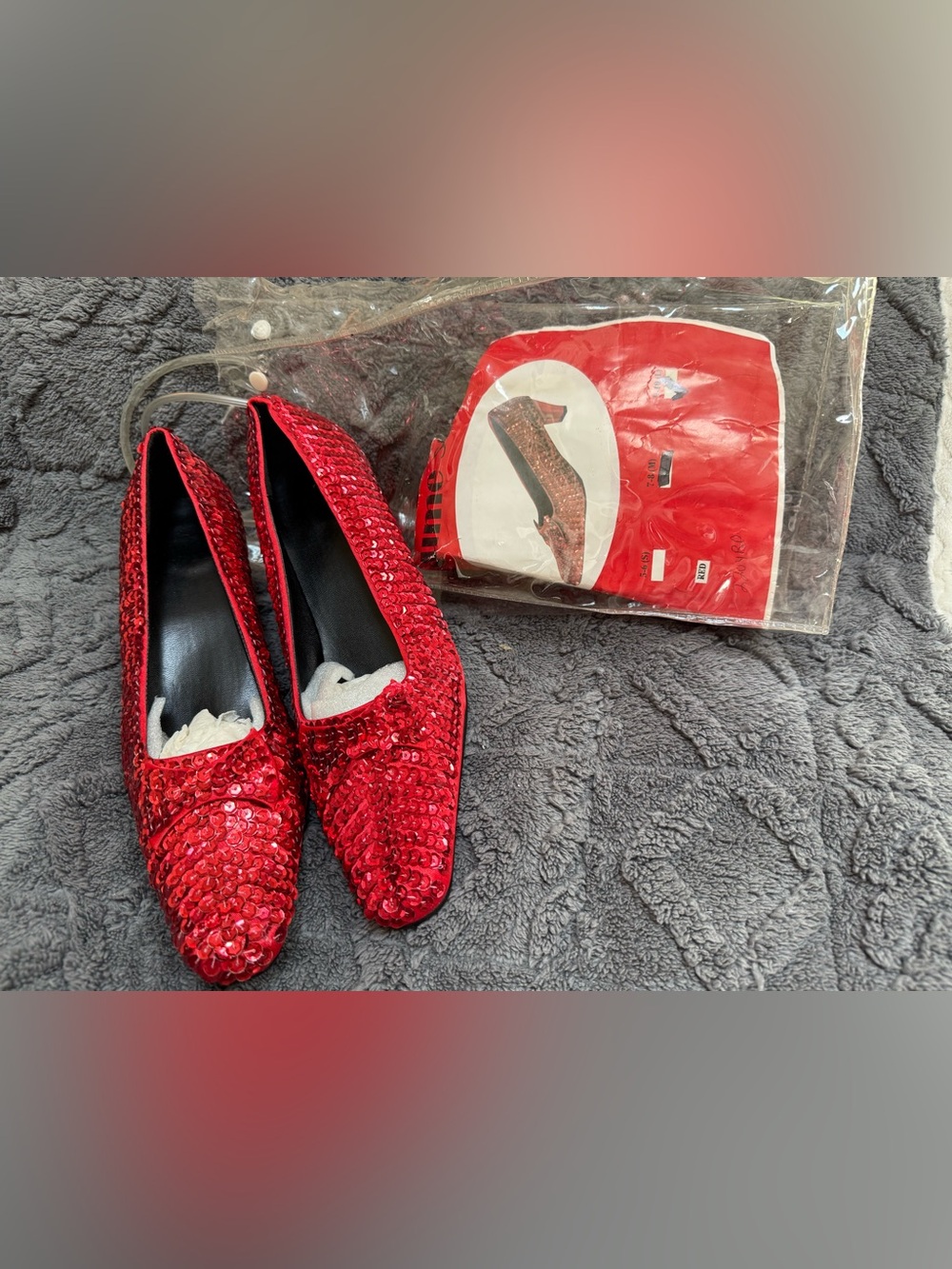 Red Sequin Women's Ballet Flats